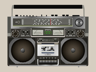 Vintage Stereo Recorder 1980s Stylization, Sound System, 