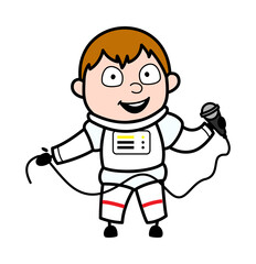 Cartoon Astronaut holding Mic