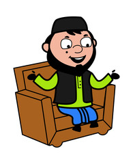 Cartoon Muslim Man talking on sofa