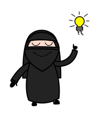 Cartoon Muslim Woman Got an idea