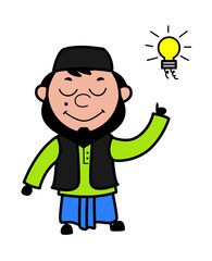 Cartoon Muslim Man Got an idea