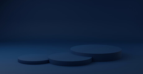Classic Blue Pedestal for display, Blank podium for product, Futuristic Concept, 3d rendering.	