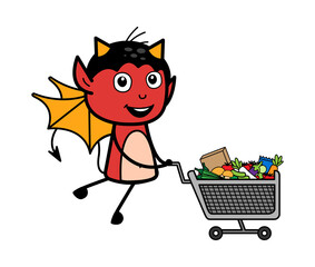 Cartoon Devil with shopping cart