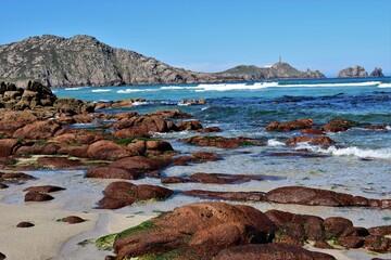 Fototapeta premium cabo vilano y su faro, costa de la muerte, españa