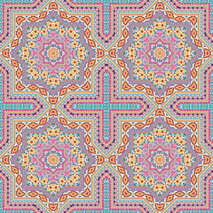 Ornate portugese azulejo tile seamless pattern. Ethnic structure vector swatch. Coverlid print design. Classic lisbon azulejo tilework perpetual pattern. Geometric shapes wallpaper.