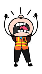 Shouting Lady Engineer Cartoon