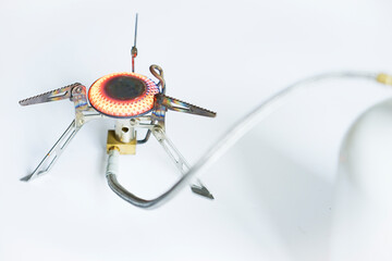 tourist gas burner on a white background