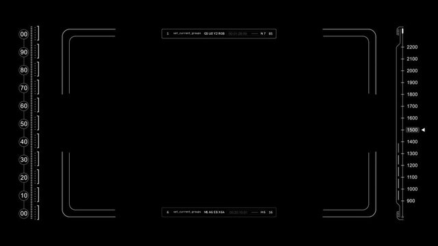 PNG Alpha.Looping HUD viewfinder.Technological HUD template.Flickering frame HUD.
Ruler scale futuristic HUD.