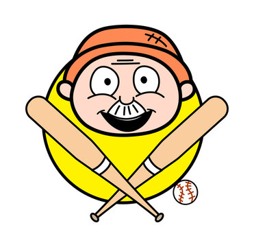 Cartoon Grandpa Baseball Mascot