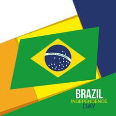 banner of brazil independence celebration, with icons flag emblem decoration