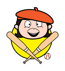 Cartoon Artist Baseball Mascot