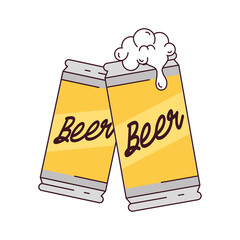 beer cans cheers, on white background