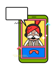 Cartoon Haryanvi Old Man Video Calling on Mobile