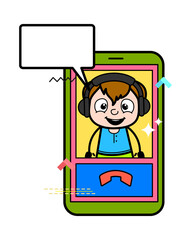 Cartoon Teen Boy Video Calling on Mobile