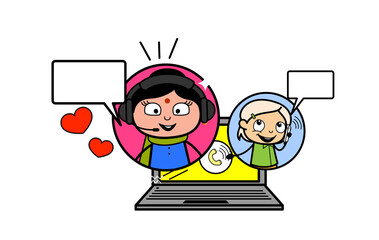 Cartoon Indian Lady Online Calling