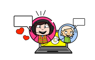 Cartoon Lady Engineer Online Calling