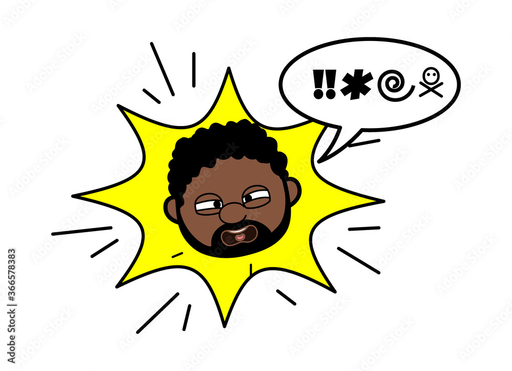 Poster Cartoon African American Man Shouting and abusing - Posters