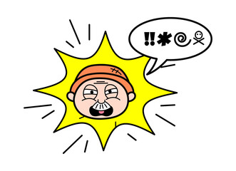 Cartoon Grandpa Shouting and abusing