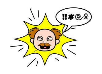 Cartoon Scientist Shouting and abusing