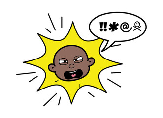 Cartoon Cartoon Bald Black Shouting and abusing