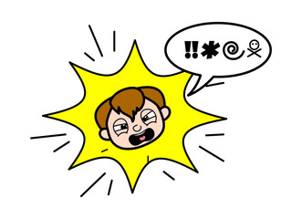 Cartoon Teen Boy Shouting and abusing