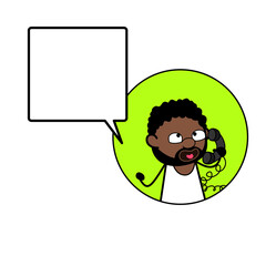Cartoon African American Man Calling on Cell Phone