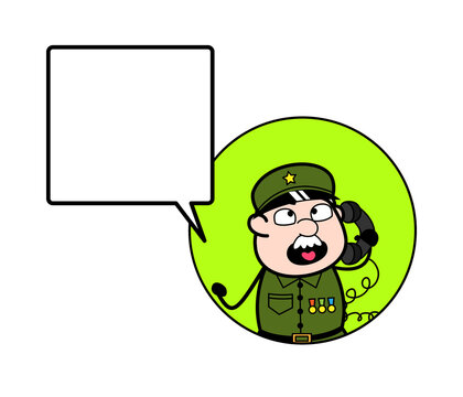 recommend clip art: Cartoon Military Man Calling on Cell Phone