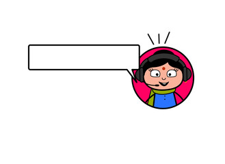 Cartoon Indian Lady with Headphones