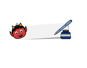 Cartoon Devil with banner and pen