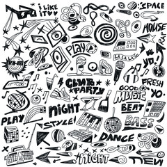 music party - doodles set