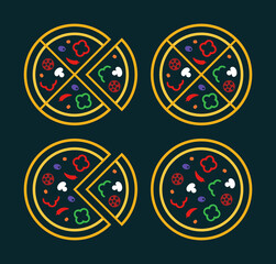 Set of pizza logo. Icon design. Template elements