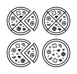 Set of pizza logo. Icon design. Template elements