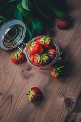 Strawberries in a glass jar