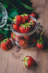 Strawberries in a glass jar