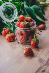 Strawberries in a glass jar