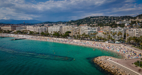 Fototapeta premium The Beaches of Cannes and Croisette at the Cote D Azur in South France