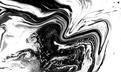 Black and white abstract background. Liquid marble pattern. Monochrome texture.