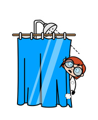 Cartoon Teacher taking shower
