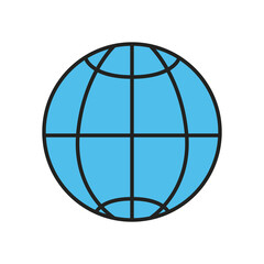 Global sphere line and fill style icon vector design