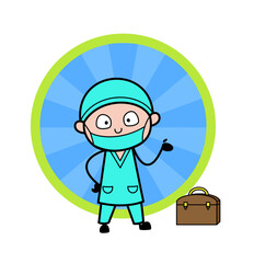 Happy Cartoon Surgeon Presenting