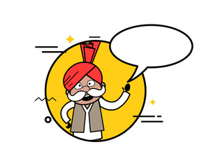 Cartoon Haryanvi Old Man with Chat Bubble