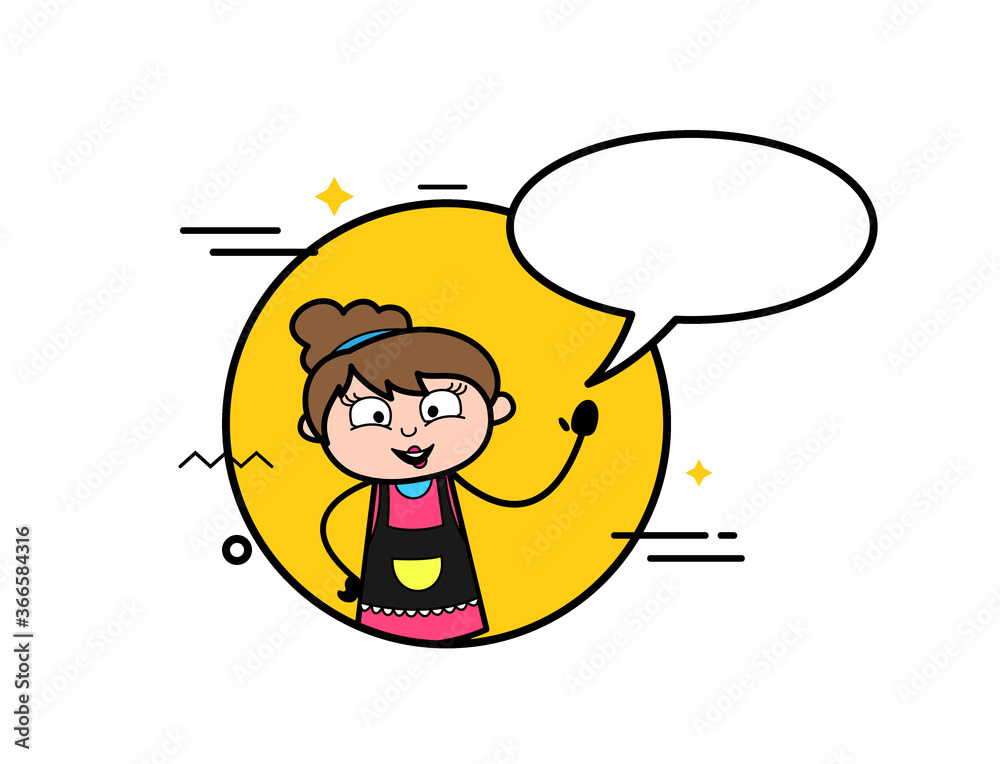 Sticker Cartoon Beautician with Chat Bubble