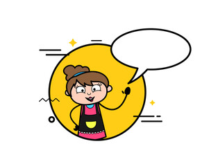 Cartoon Beautician with Chat Bubble