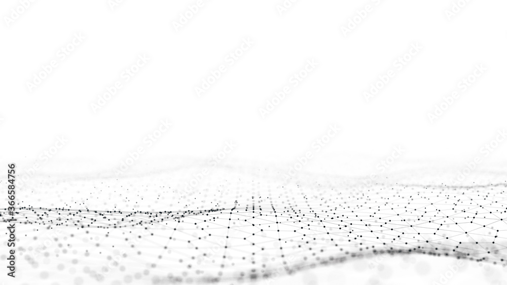 Fototapete Abstract 3d rendering futuristic dots and lines. computer geometric digital connection structure. Visual information complexity. Intricate data threads plot. Intelligence artificial
