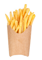 American fried potato in paper basket isolated on the white