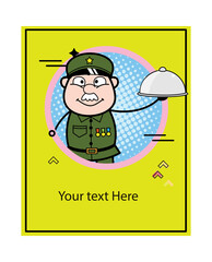 Cartoon Military Man on Poster with text