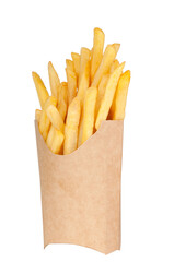 American fried potato in paper basket isolated on the white