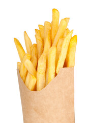 American fried potato in paper basket isolated on the white