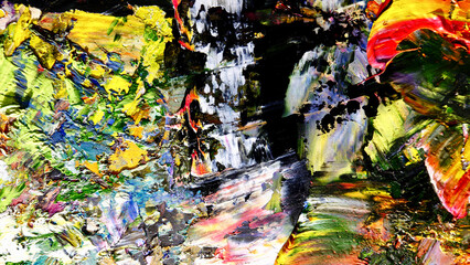 Colorful abstract background wallpaper. Modern motif visual art.  Mixtures of oil paint. Trendy...