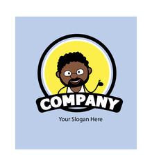Cartoon African American Man as Company Logo